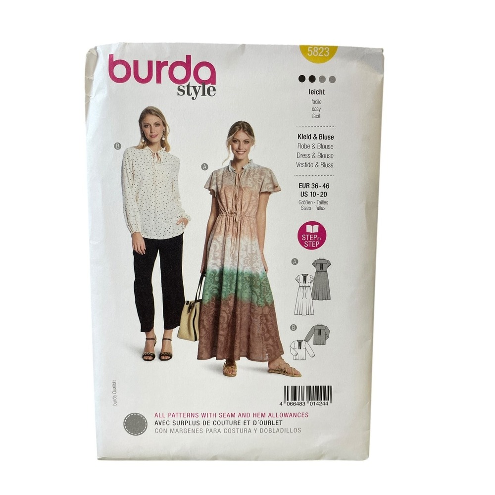 Burda Style 5823 Dress & Blouse Sewing Pattern US 10-20 Easy UNCUT FF